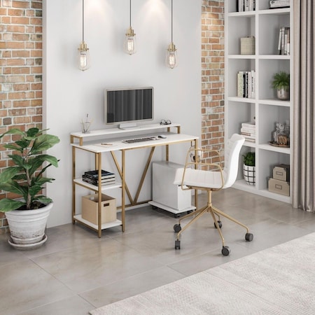 Techni Mobili Writing Desk, Gold RTA-7310D-GLD